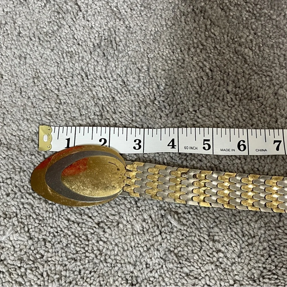 Vintage women's fashion belt 2‎ two tone silver gold metal fish scale belt
